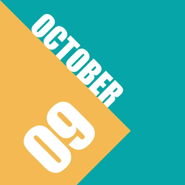 October 9Th Day Month Illustration Date Inscription Orange Blue Background — Stock Photo, Image