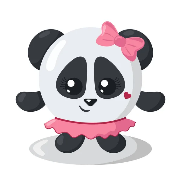 Grappige Schattige Kawaii Panda Met Ronde Body Plat Design Met — Stockvector