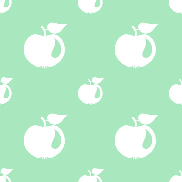Motif Sans Couture Avec Des Pommes Blanches Sur Fond Vert — Image vectorielle