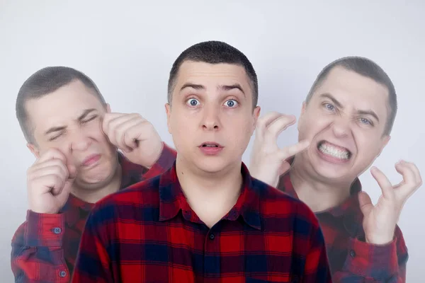 Foto Conceitual Homem Está Experimentando Ataque Esquizofrenia Parece Lhe Que — Fotografia de Stock