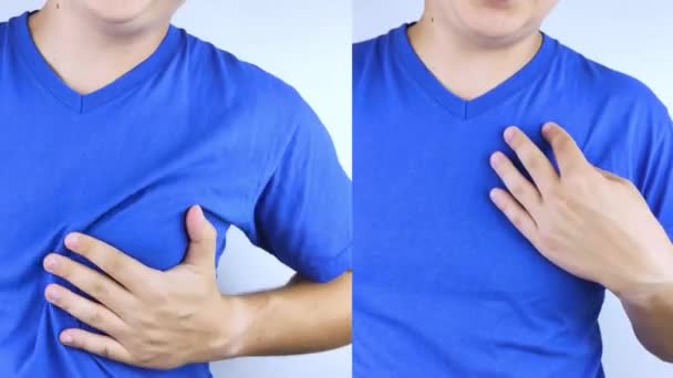 Före Och Efter Bröstsmärta Konceptbild Hjärtattack Ena Halvan Tog Personen — Stockvideo