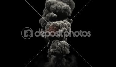 explosie met vuur in donker