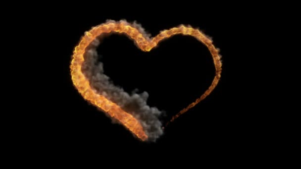 Cuore rosso ardente in fiamme — Video Stock