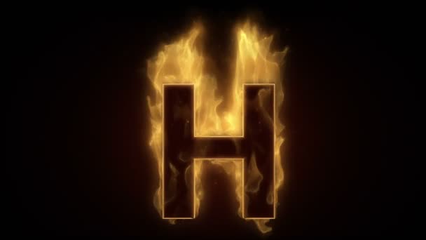 Fiery letra H queima — Vídeo de Stock