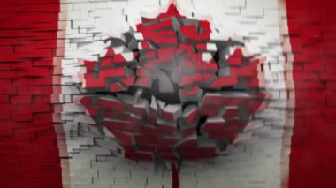 Kanada bayrağı ile patlayan duvar