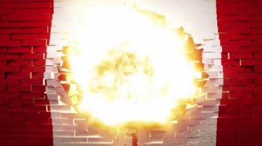 Kanada bayrağı ile patlayan duvar