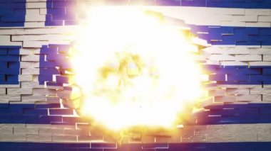 Yunan bayrağı ile patlayan duvar