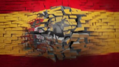 İspanyol bayrağı ile patlayan duvar