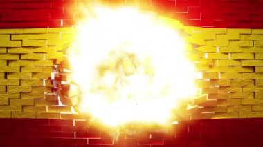 İspanyol bayrağı ile patlayan duvar