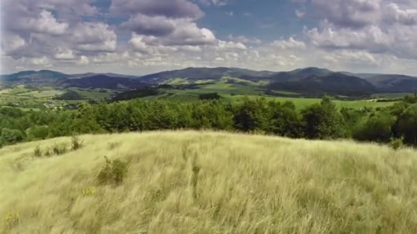 Západ slunce nad louka — Stock video