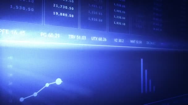 股票数据动画的屏幕 — 图库视频影像