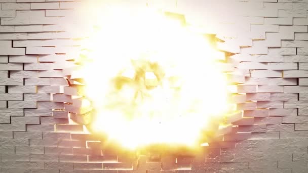 Mur blanc explosant en morceaux 