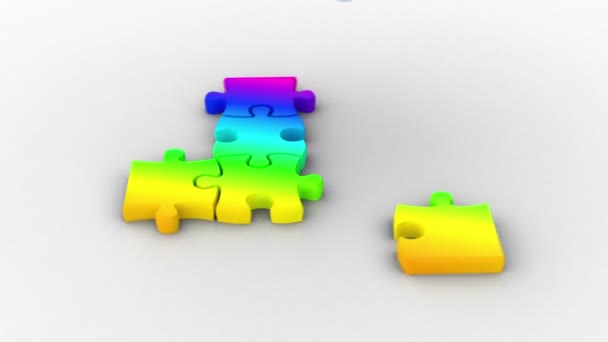 Rainbow puzzle lösning — Stockvideo