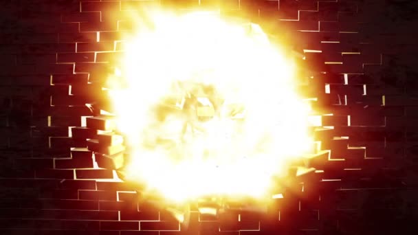 Sinal de crânio na explosão da parede — Vídeo de Stock