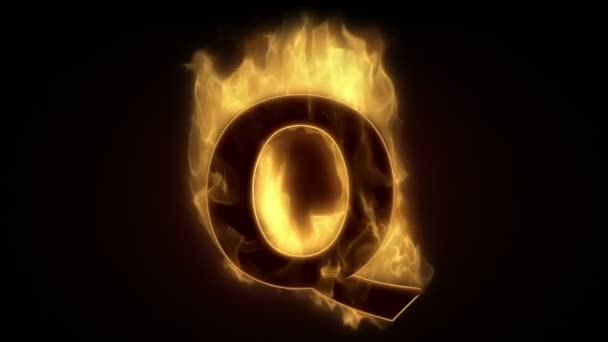 Φλογερό γράμμα q καύση — Αρχείο Βίντεο