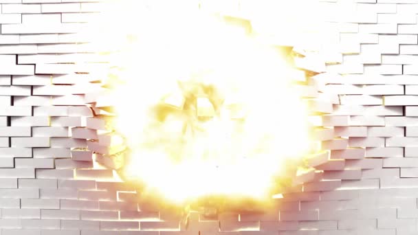 White wall exploding to pieces — Stock Video