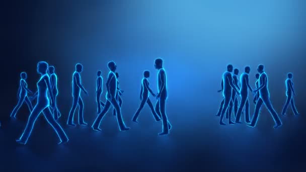 Walking people with glowing individuals — Stock Video