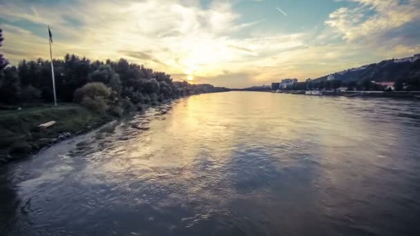 River in sunset — Stock Video