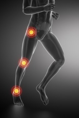Running man with leg scan in black clipart