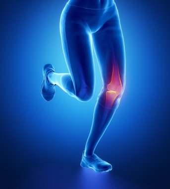 Injured knee with highlights clipart