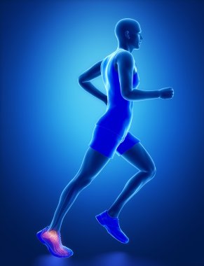 running man with leg scan clipart
