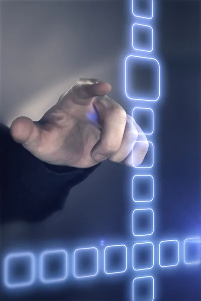 Manliga finger notering i virtuella data — Stockfoto