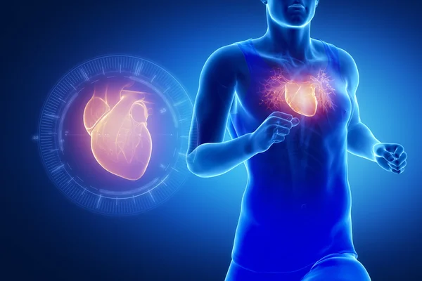 Running man focused on heart — Stock Photo, Image