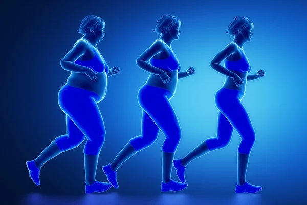 Correndo mulher com obesidade — Fotografia de Stock