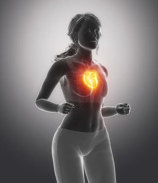 Athlete woman with healthy heart — Stock Photo, Image