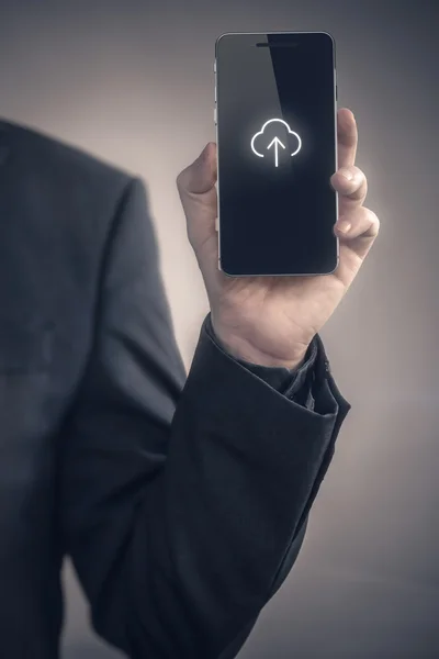 Cloud tecken på skärmen på mobiltelefon — Stockfoto