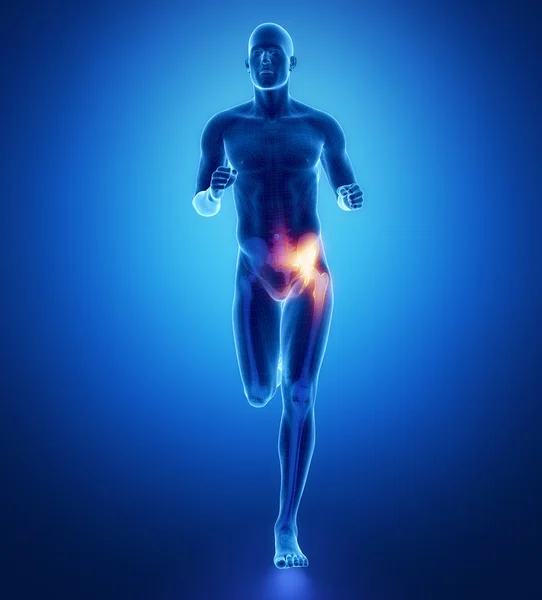 Running man with leg scan — Stock Photo, Image