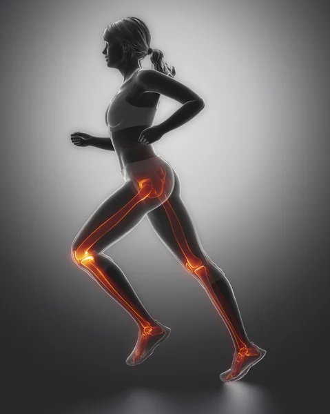 Mulher jogging com anatomia pernas — Fotografia de Stock