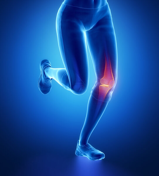 Injured knee with highlights