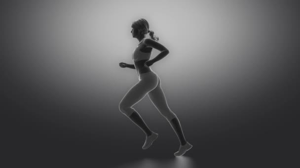 Mujer corriendo enfocada en los huesos de las piernas — Vídeo de stock