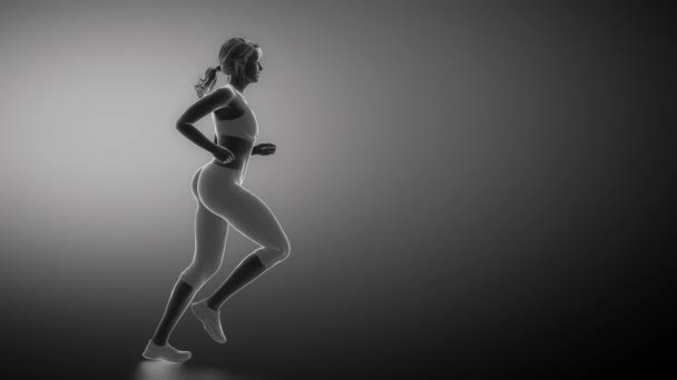Mujer corriendo anatomía del tobillo — Vídeo de stock
