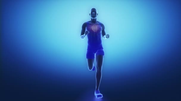 Running man withheart scan — Stock Video