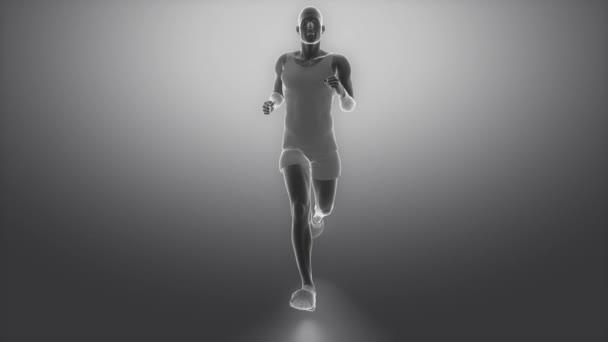 Běžící muž stehenní skenování ve smyčce — Stock video
