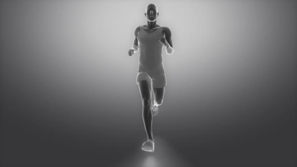 Běžící muž holenní skenování ve smyčce — Stock video