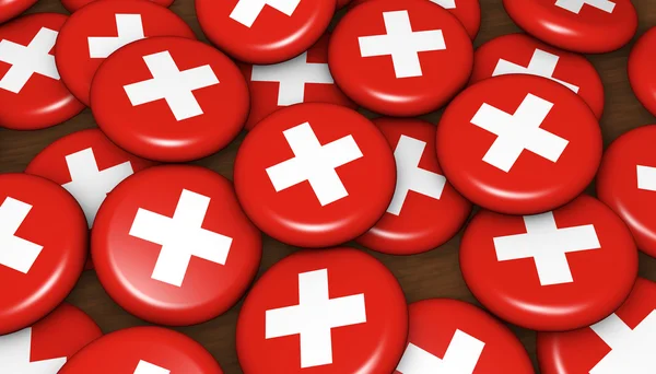 Svizzera Bandiera Distintivi sfondo — Foto Stock