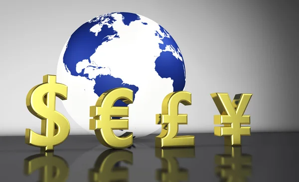 Símbolos de Câmbio Conceito de Economia Mundial — Fotografia de Stock