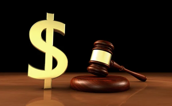 Ley y Dólares Símbolo Coste de la Justicia Concepto — Foto de Stock