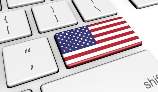 USA Flag On Computer Key — Stock Photo, Image