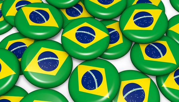 Brasilien flagga knappar emblem bakgrund — Stockfoto