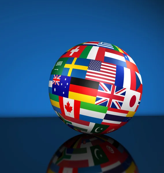 Міжнародний бізнес глобус Всесвітньої прапори — стокове фото