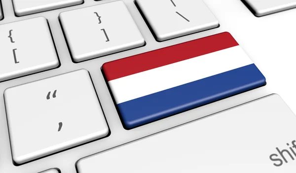 Netherlands Flag On Computer Key — Stock Photo, Image