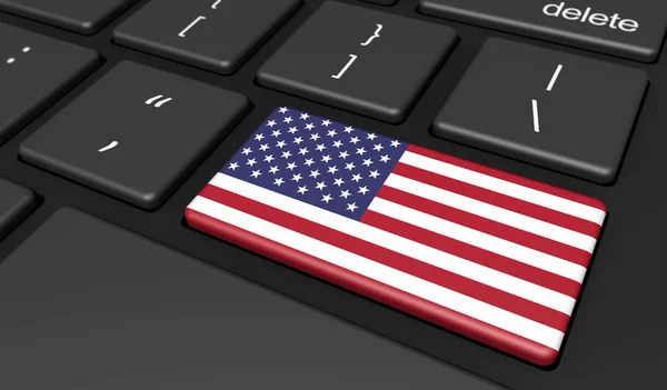 USA Digital Technology US Flag Computer Concept — Stock Photo, Image