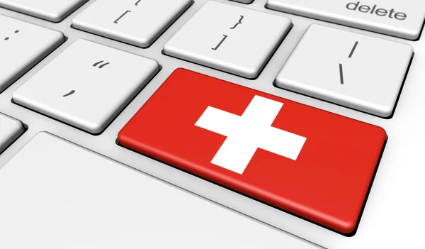 Switzerland Flag Computer Keyboard — Stock Photo, Image