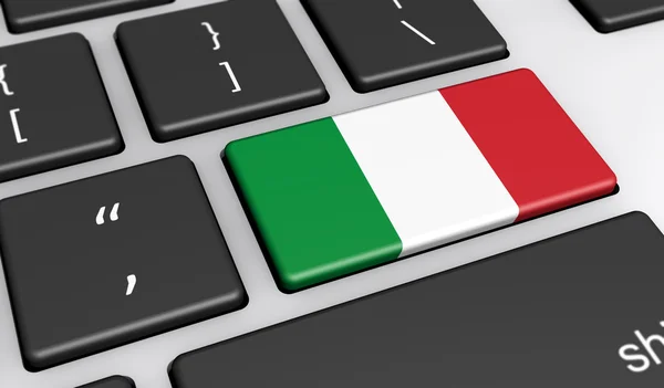 Clé de bouton d'ordinateur de drapeau italien — Photo
