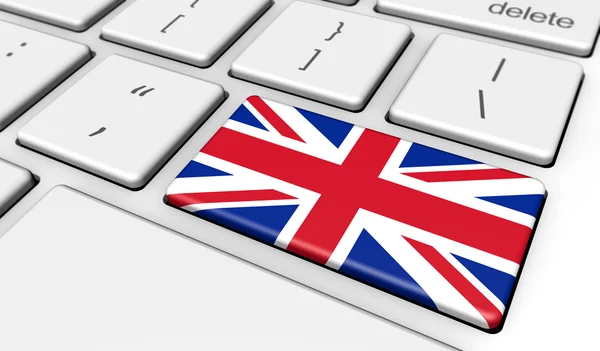 Bandeira britânica no teclado do computador — Fotografia de Stock