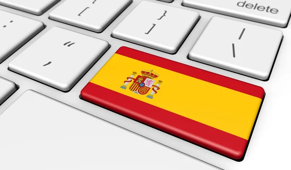 Spanische Flagge auf dem Computer-Schlüssel — Stockfoto